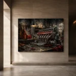 Panoramic Engine Vintage Garage Wall Art Canvas Print - Image 5