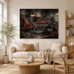 Panoramic Engine Vintage Garage Wall Art Canvas Print - Image 7