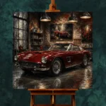 Deep Red 1960s Coupe Vintage Garage Wall Art Canvas Print - Image 2