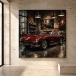 Deep Red 1960s Coupe Vintage Garage Wall Art Canvas Print - Image 3