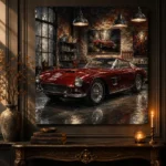 Deep Red 1960s Coupe Vintage Garage Wall Art Canvas Print - Image 4