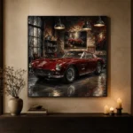 Deep Red 1960s Coupe Vintage Garage Wall Art Canvas Print - Image 7