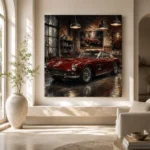 Deep Red 1960s Coupe Vintage Garage Wall Art Canvas Print - Image 8