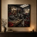 Crimson Roadster Restoration Vintage Garage Wall Art Canvas Print - Image 7