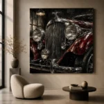 Rich Red Chrome Grille Vintage Garage Wall Art Canvas Print - Image 6