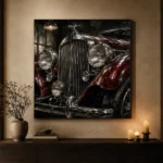 Rich Red Chrome Grille Vintage Garage Wall Art Canvas Print - Image 7