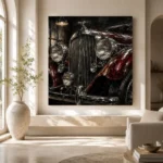 Rich Red Chrome Grille Vintage Garage Wall Art Canvas Print - Image 8