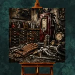Burgundy Fuel Pump Vintage Garage Wall Art Canvas Print - Image 2