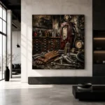 Burgundy Fuel Pump Vintage Garage Wall Art Canvas Print - Image 5