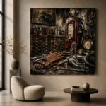 Burgundy Fuel Pump Vintage Garage Wall Art Canvas Print - Image 6