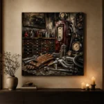 Burgundy Fuel Pump Vintage Garage Wall Art Canvas Print - Image 7