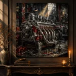 Engine Workshop Vintage Garage Wall Art Canvas Print - Image 4