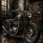 Cinematic Steel Motorcycle Garage Wall Art Canvas Print
