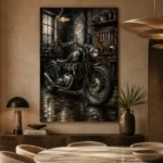 Cinematic Steel Motorcycle Garage Wall Art Canvas Print - Image 5