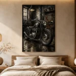 Cinematic Steel Motorcycle Garage Wall Art Canvas Print - Image 6