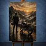 Amber Horizon Motorcycle Garage Wall Art Canvas Print - Image 2