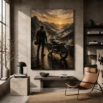 Amber Horizon Motorcycle Garage Wall Art Canvas Print - Image 3