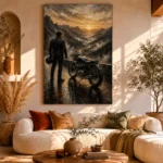 Amber Horizon Motorcycle Garage Wall Art Canvas Print - Image 8