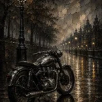 Rainlit Boulevard Motorcycle Garage Wall Art Canvas Print