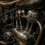 Antique Silver Engine Motorcycle Garage Wall Art Canvas Print