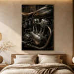 Antique Silver Engine Motorcycle Garage Wall Art Canvas Print - Image 6