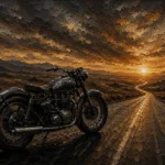 Muted Amber Highway Motorcycle Garage Wall Art Canvas Print