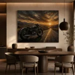 Muted Amber Highway Motorcycle Garage Wall Art Canvas Print - Image 4