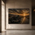 Muted Amber Highway Motorcycle Garage Wall Art Canvas Print - Image 5