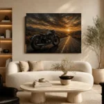 Muted Amber Highway Motorcycle Garage Wall Art Canvas Print - Image 6