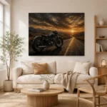 Muted Amber Highway Motorcycle Garage Wall Art Canvas Print - Image 7