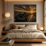 Muted Amber Highway Motorcycle Garage Wall Art Canvas Print - Image 8
