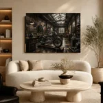 Brushed Silver Workshop Motorcycle Garage Wall Art Canvas Print - Image 6