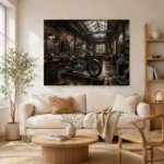 Brushed Silver Workshop Motorcycle Garage Wall Art Canvas Print - Image 7