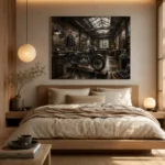 Brushed Silver Workshop Motorcycle Garage Wall Art Canvas Print - Image 8