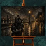 Soft Bronze Night Ride Motorcycle Garage Wall Art Canvas Print - Image 2