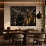 Soft Bronze Night Ride Motorcycle Garage Wall Art Canvas Print - Image 4