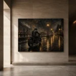 Soft Bronze Night Ride Motorcycle Garage Wall Art Canvas Print - Image 5