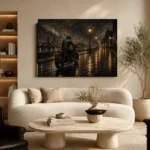 Soft Bronze Night Ride Motorcycle Garage Wall Art Canvas Print - Image 6