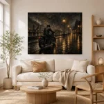 Soft Bronze Night Ride Motorcycle Garage Wall Art Canvas Print - Image 7