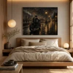 Soft Bronze Night Ride Motorcycle Garage Wall Art Canvas Print - Image 8