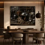 Antique Bronze Garage Still Life Motorcycle Garage Wall Art Canvas Print - Image 4