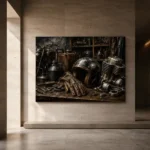 Antique Bronze Garage Still Life Motorcycle Garage Wall Art Canvas Print - Image 5