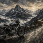Brushed Chrome Alpine Motorcycle Garage Wall Art Canvas Print