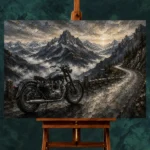 Brushed Chrome Alpine Motorcycle Garage Wall Art Canvas Print - Image 2