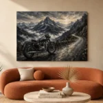 Brushed Chrome Alpine Motorcycle Garage Wall Art Canvas Print - Image 3