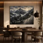 Brushed Chrome Alpine Motorcycle Garage Wall Art Canvas Print - Image 4