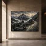 Brushed Chrome Alpine Motorcycle Garage Wall Art Canvas Print - Image 5