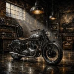 Brushed Chrome Heritage Garage Motorcycle Wall Art Canvas Print