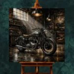 Brushed Chrome Heritage Garage Motorcycle Wall Art Canvas Print - Image 2