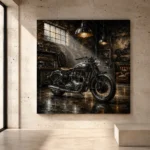 Brushed Chrome Heritage Garage Motorcycle Wall Art Canvas Print - Image 3